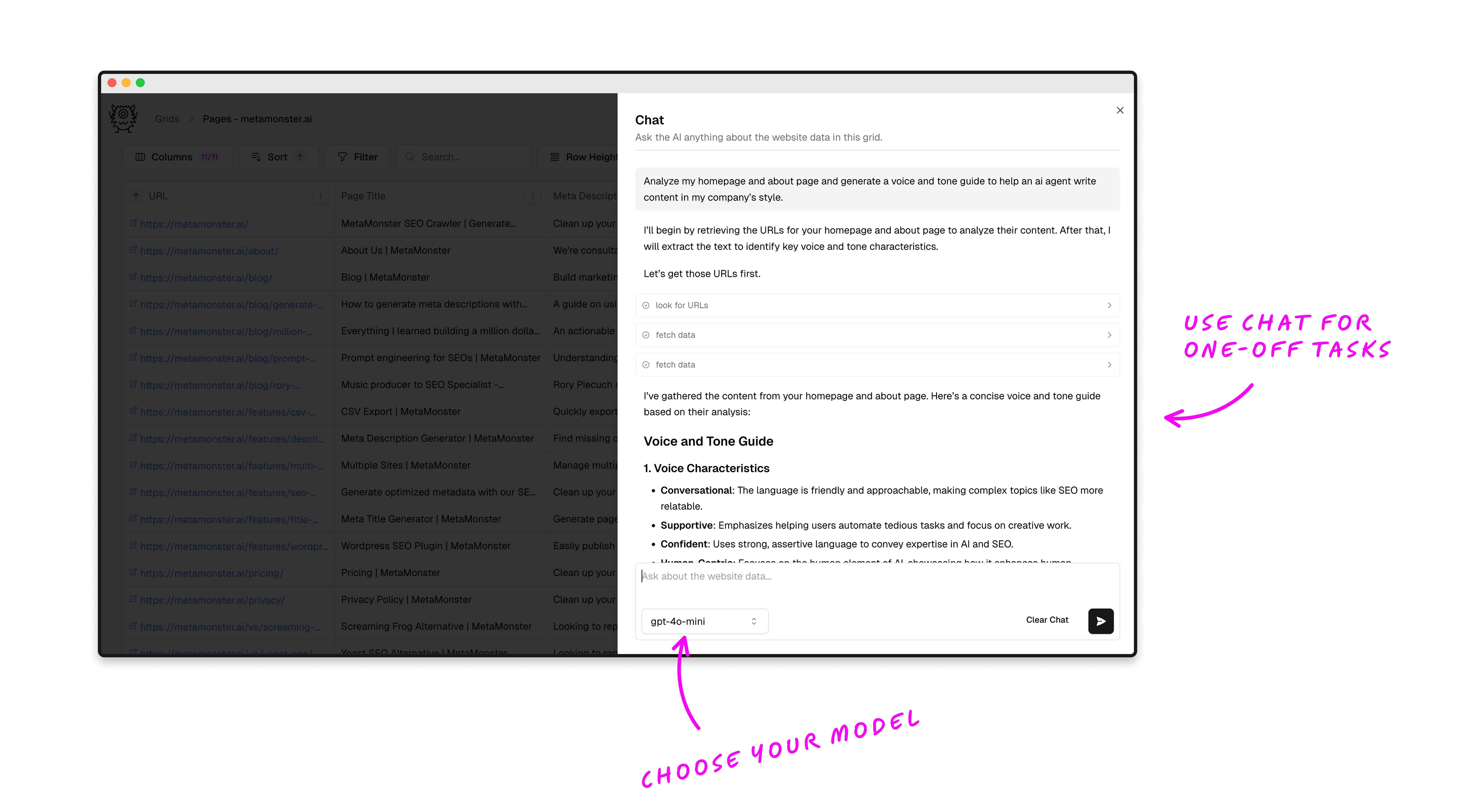 Generated descriptions
