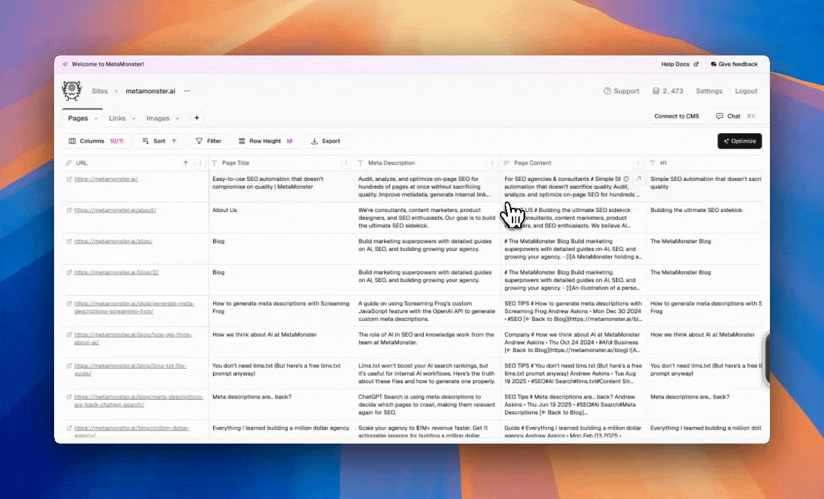 MetaMonster structured schema generation demo showing AI-powered SEO automation in action