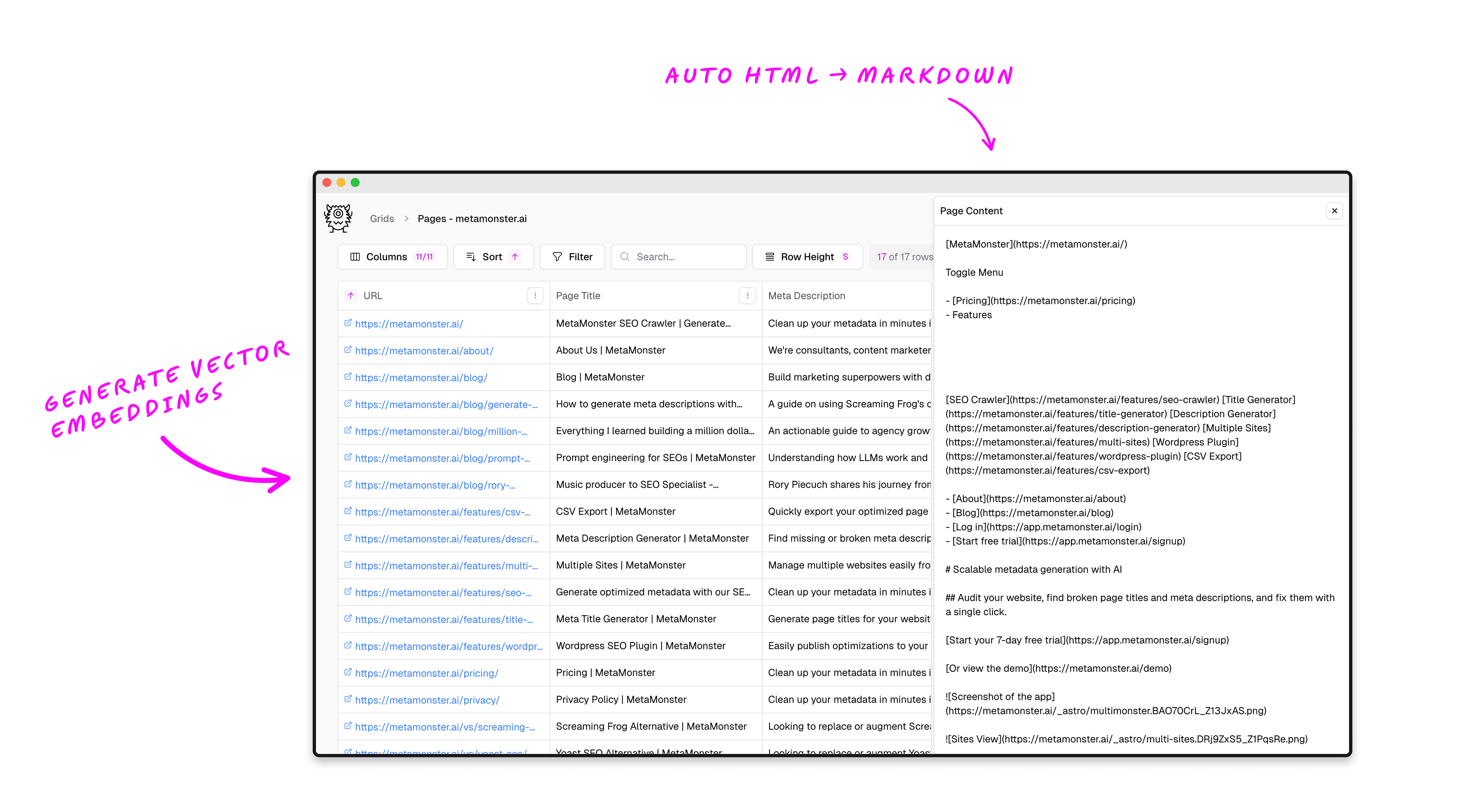Generated descriptions