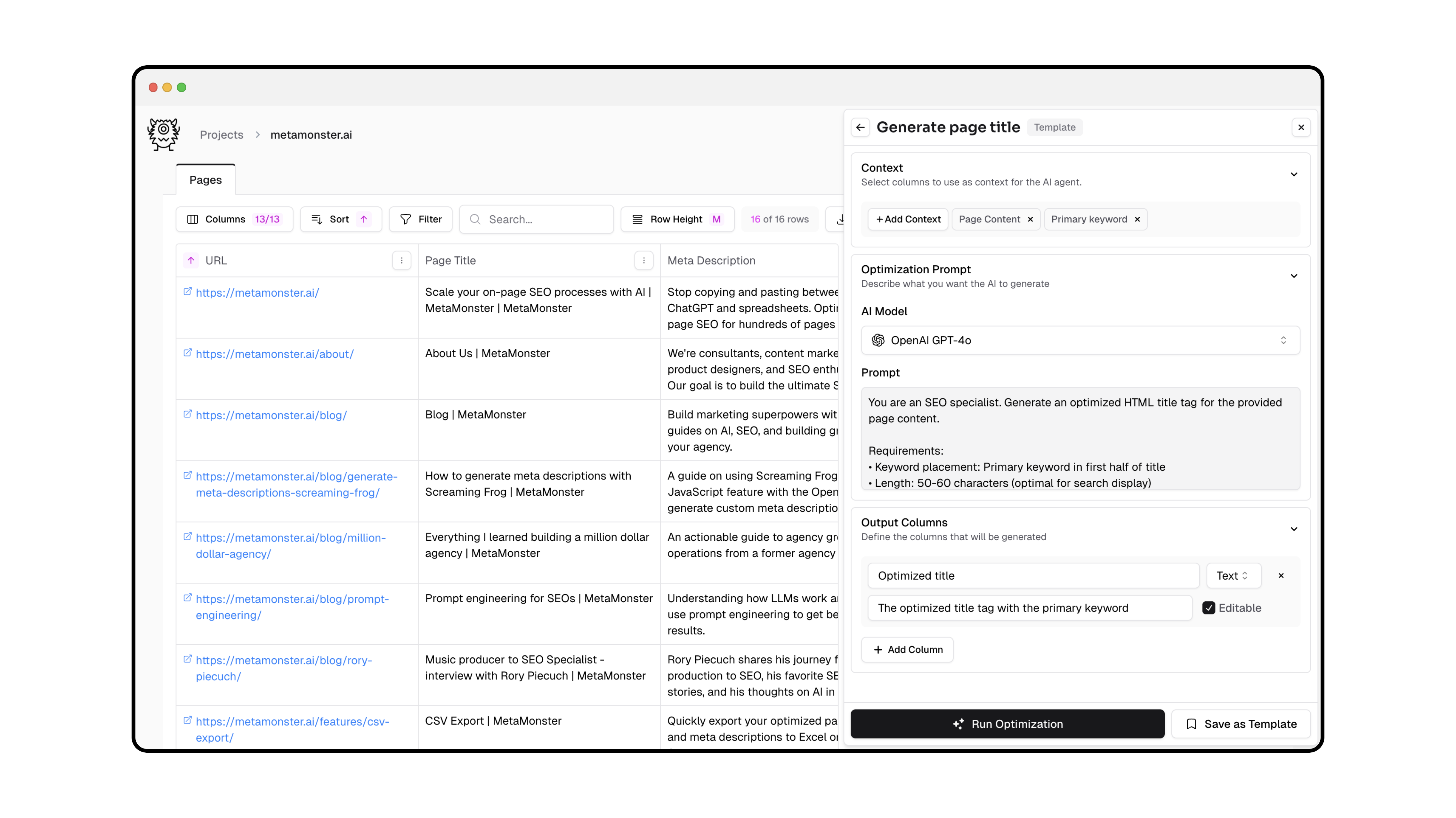 Generated descriptions
