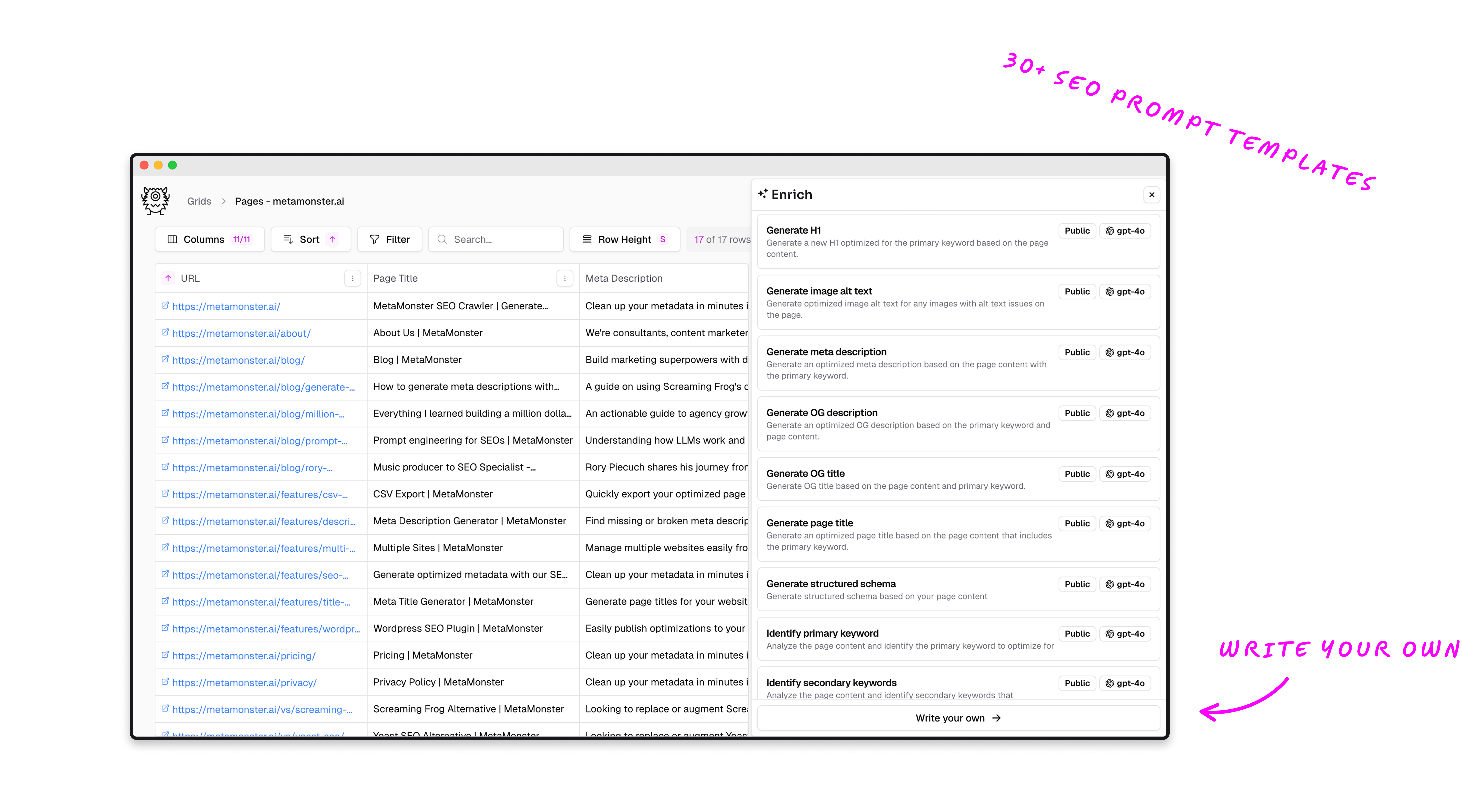 Generated descriptions