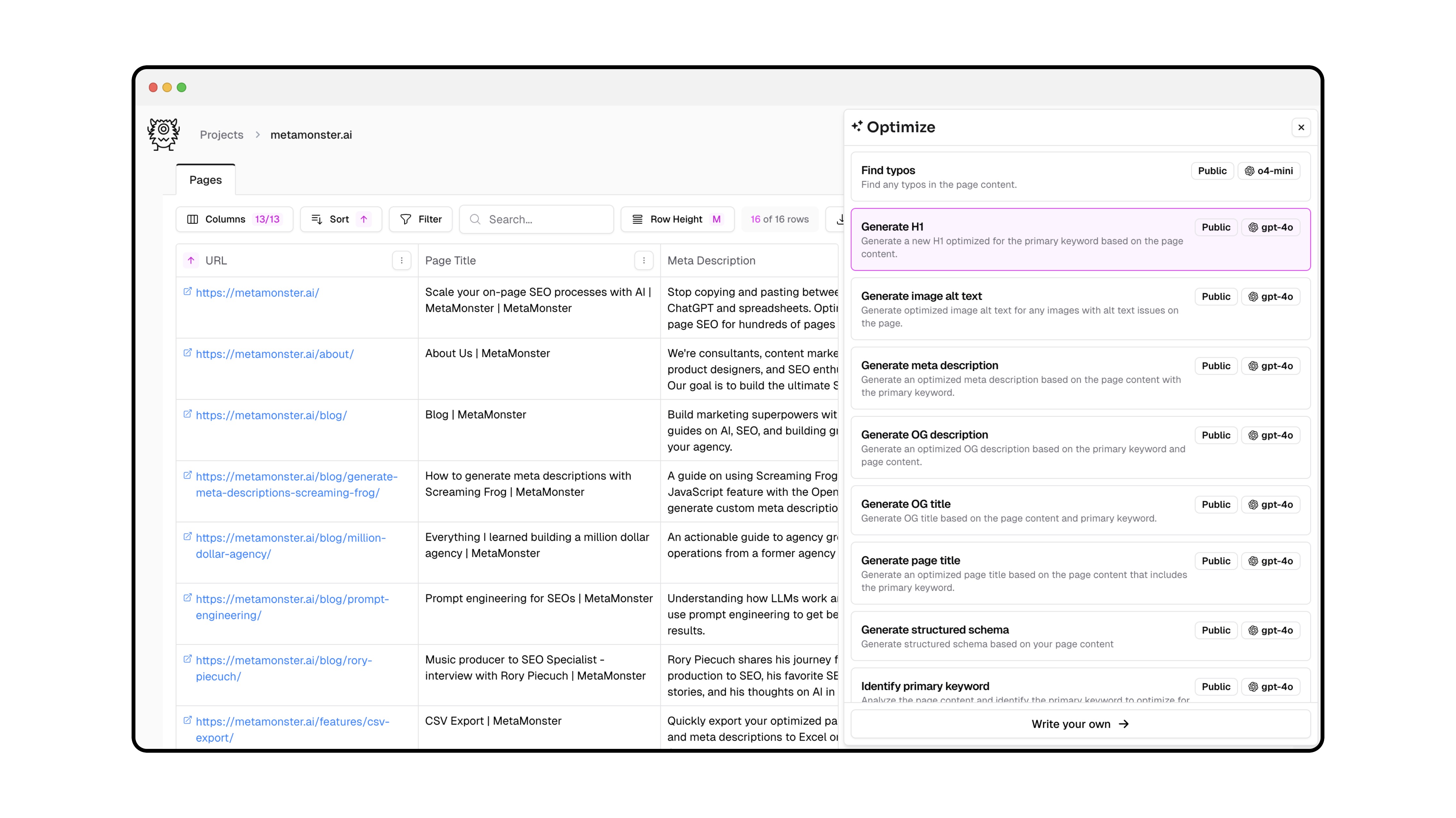Generated descriptions