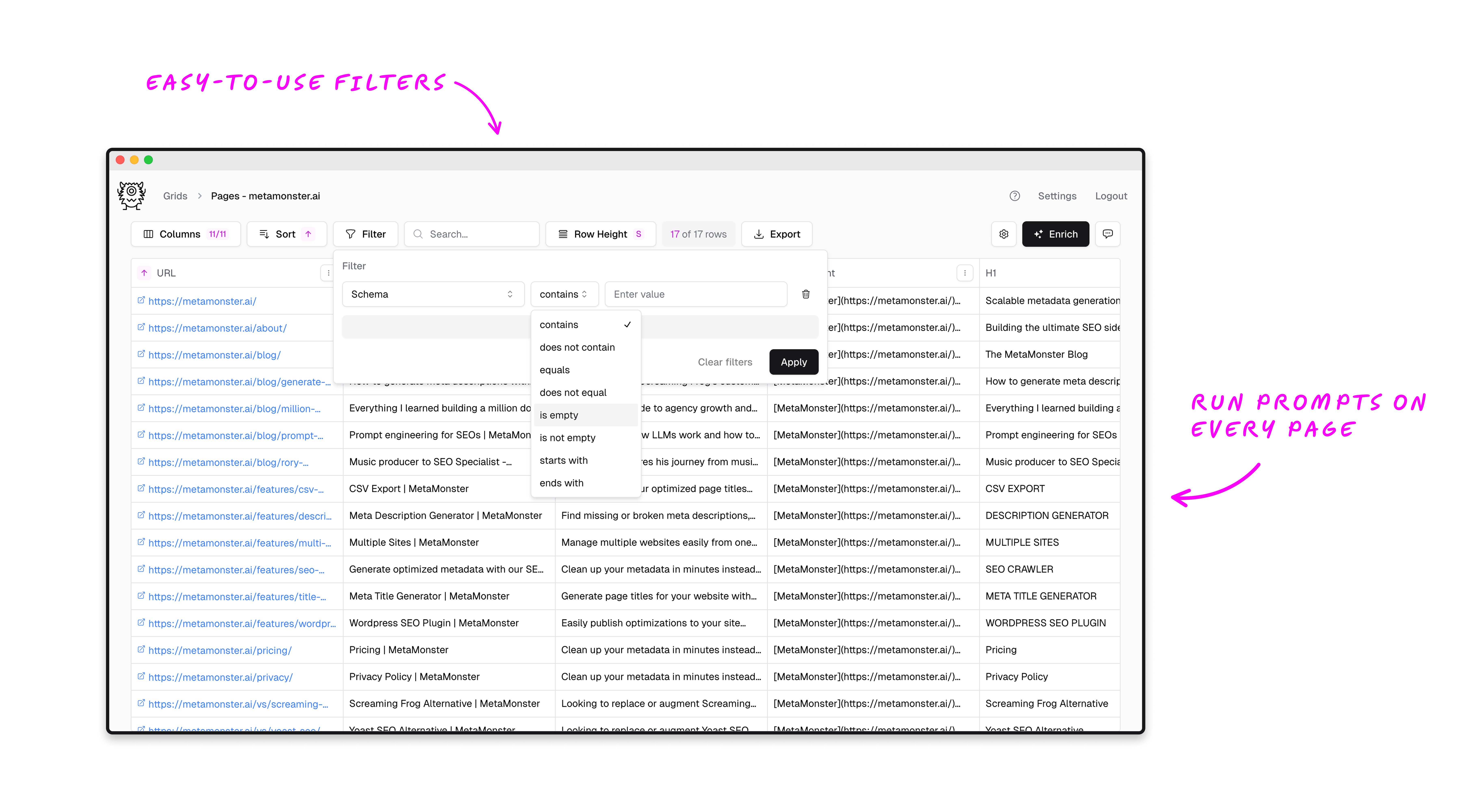 Generated descriptions