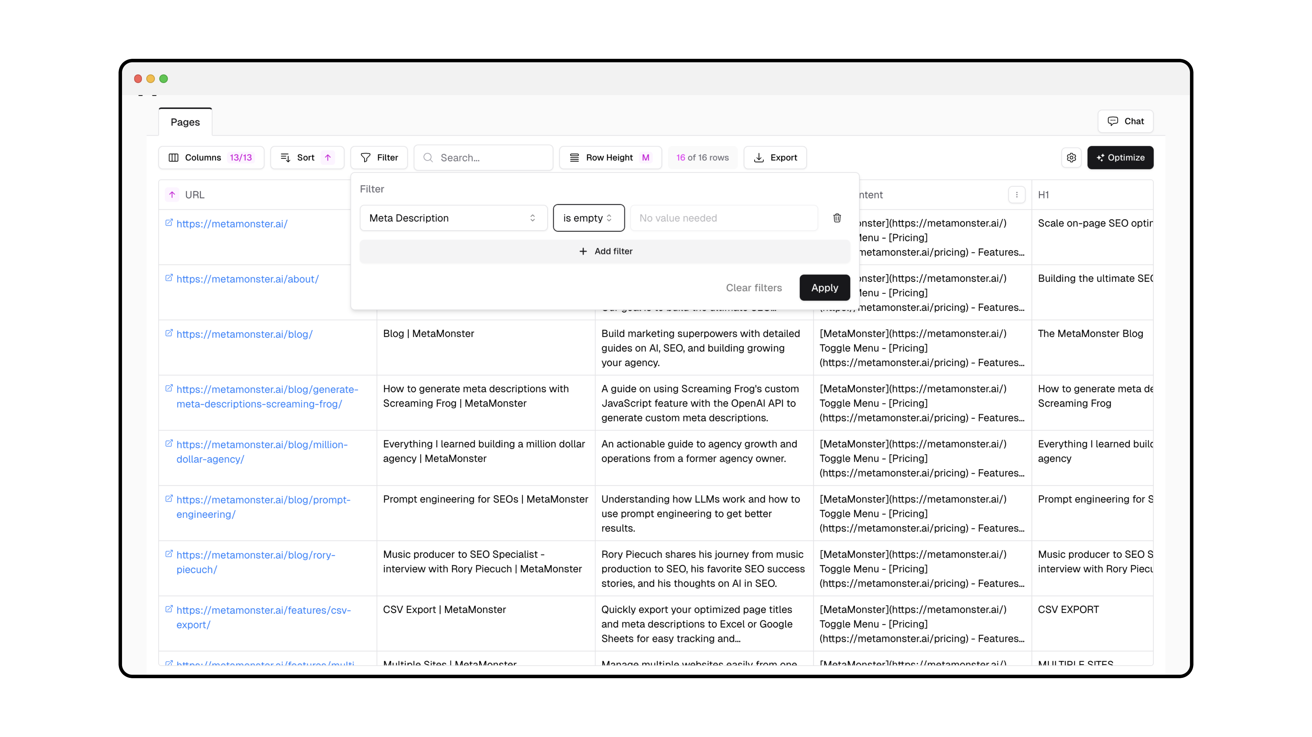 Generated descriptions